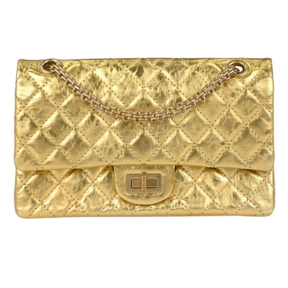 Chanel Reissue 2.55 Flap Metallic Leather Gold Calfskin Handbag